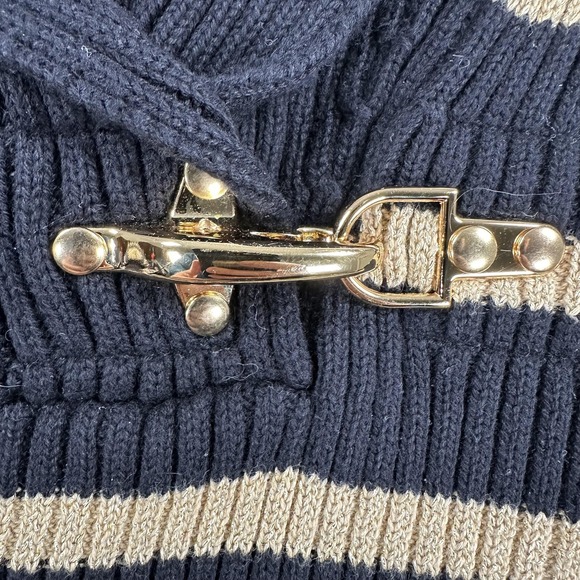 Ralph Lauren Black Label Sweater Womens Small Stripe Shawl Collar Buckle Toggle - Picture 4 of 13